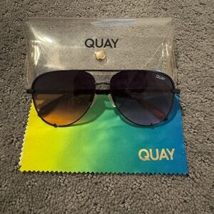 Quay Australia Black Aviator Sunglasses Gradient Lenses